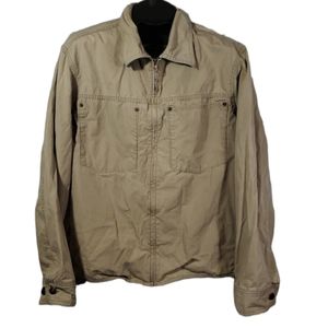 Gap Khaki Shacket Overshirt Full-Zip Breast Pocket Work Utility Lumberjack